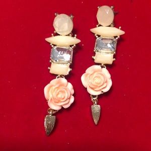 Dagger rose peach crystal dangle earring light